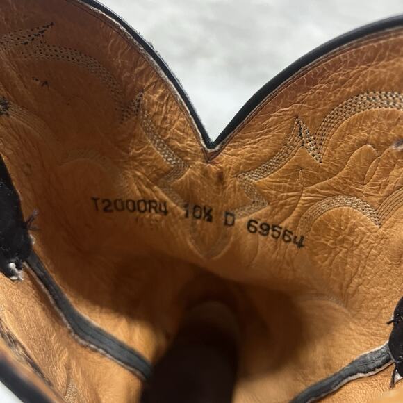 Lucchese 2000 Series Cowboy Boots Men’s 10.5 D Black Leather Western - Picture 6 of 10